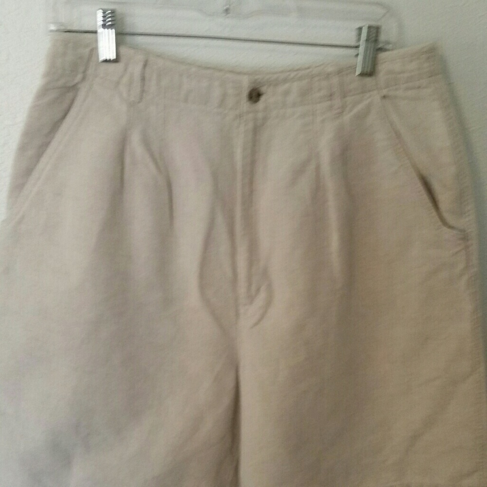 Talbot's Linen Cotton shorts pleated pockets B8